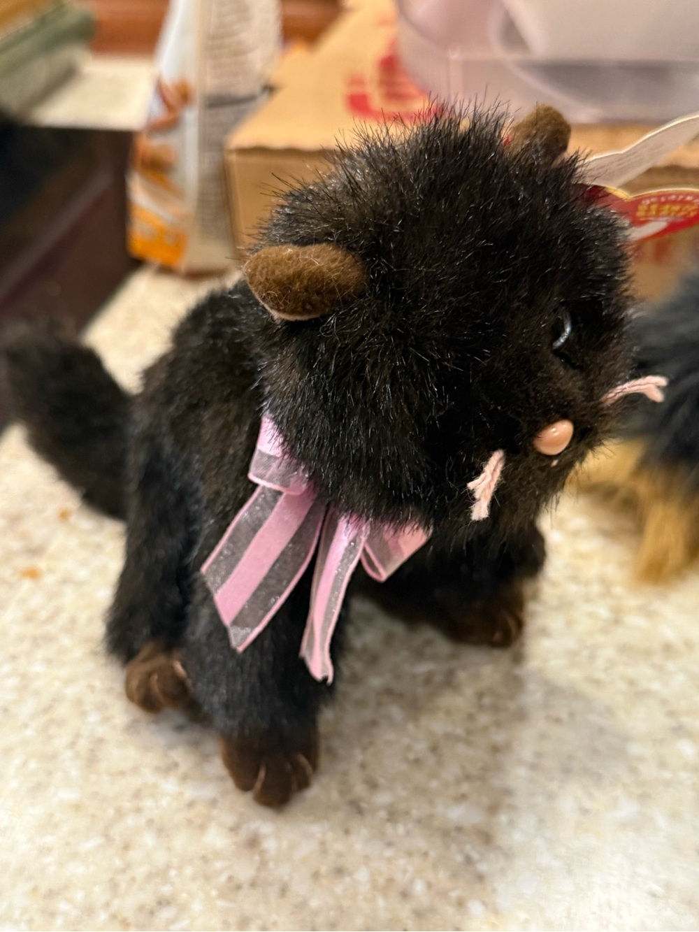 Ty “ Heiress” the cat Black Plush Kitty with Pink Ribbon NWT